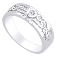 thumbnail image 1 of AFFY Round White Natural Diamond Accent Solitaire Band Ring 14k White Gold Over Sterling Silver, 1 of 1