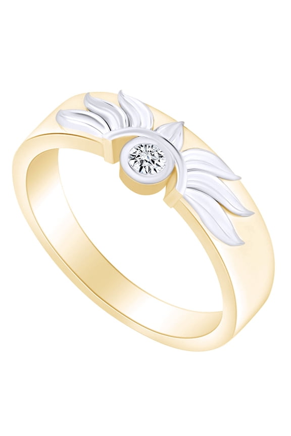 Round White Natural Diamond Accent Solitaire Sun Band Ring 14k White Gold Over Sterling Silver