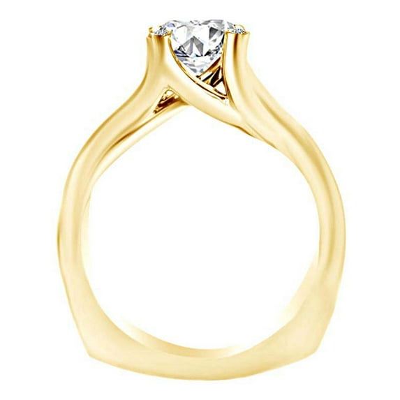 AFFY Round White Natural Diamond Accents Semi Mount Engagement Ring In 14k Solid Yellow Gold (I-J Color, I2-I3 Clarity, 0.03 Cttw) Ring Size-7