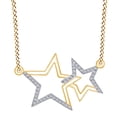 thumbnail image 1 of AFFY Round White Natural Diamond Double Star Pendant Necklace In 925 Sterling Silver, 1 of 1