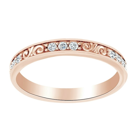 AFFY Round White Natural Diamond Milgrain Eternity Band Ring In 14K Solid Rose Gold (0.25 Ct)