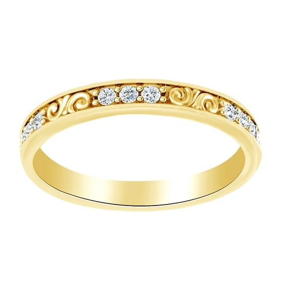 AFFY Round White Natural Diamond Milgrain Eternity Band Ring In 14K Solid Yellow Gold (0.25 Ct)