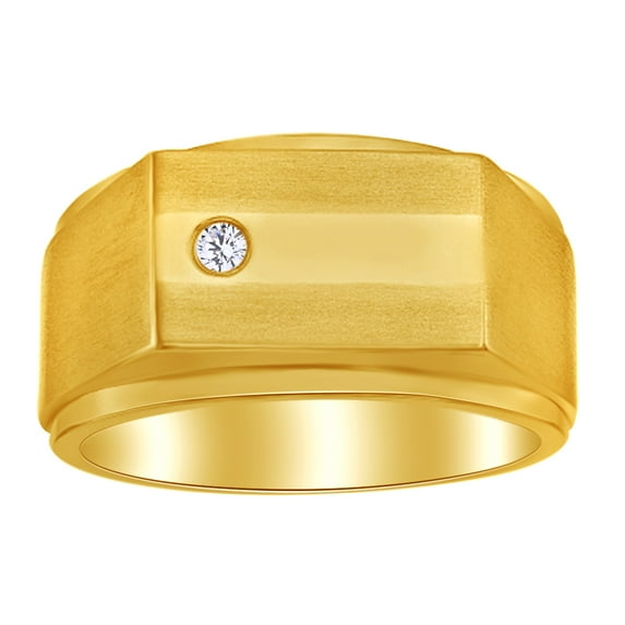 AFFY Round White Natural Diamond Polished 7MM Band Ring in 14k Yellow Gold Over Sterling Silver Ring Size - 12