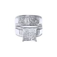 thumbnail image 1 of AFFY 1.34CT Round Natural Diamond Princess Halo Engagement Wedding Band Bridal Rings Set 10K White Gold-7, 1 of 1