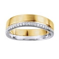 thumbnail image 1 of AFFY Round White Natural Diamond SideWay Two Tone Band Ring In 14K Solid Yellow Gold (0.37 Ct), 1 of 1