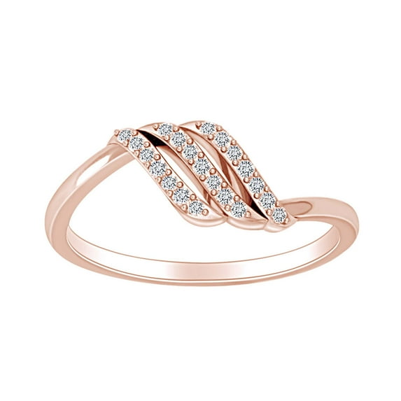 AFFY Round White Natural Diamond Swirl Engagement Wedding Ring in 14k Solid Rose Gold (I-J Color, I2-I3 Clarity, 0.30 Cttw) Ring Size-11.5