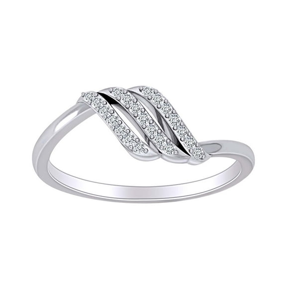 AFFY Round White Natural Diamond Swirl Engagement Wedding Ring in 14k Solid White Gold (I-J Color, I2-I3 Clarity, 0.30 Cttw) Ring Size-7