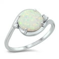 thumbnail image 1 of Round White Simulated Opal Clear Cubic Zirconia Swirl Ring Sterling Silver Size 8, 1 of 3