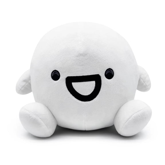 Round White Smiley Face Plush Toy, Soft Squishy Stuffed Doll for Stress Relief