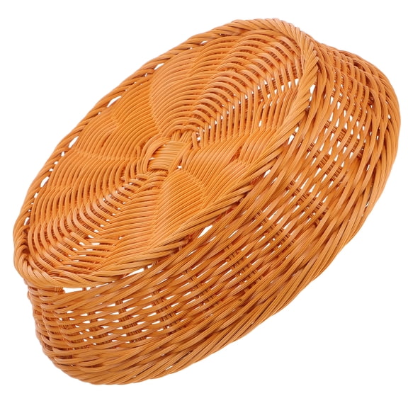 Round Wicker Basket Jute Bread White Knob Support Rod Sink Brown