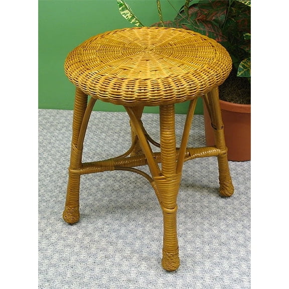 Round Wicker Bathroom/Utility Stool, Caramel