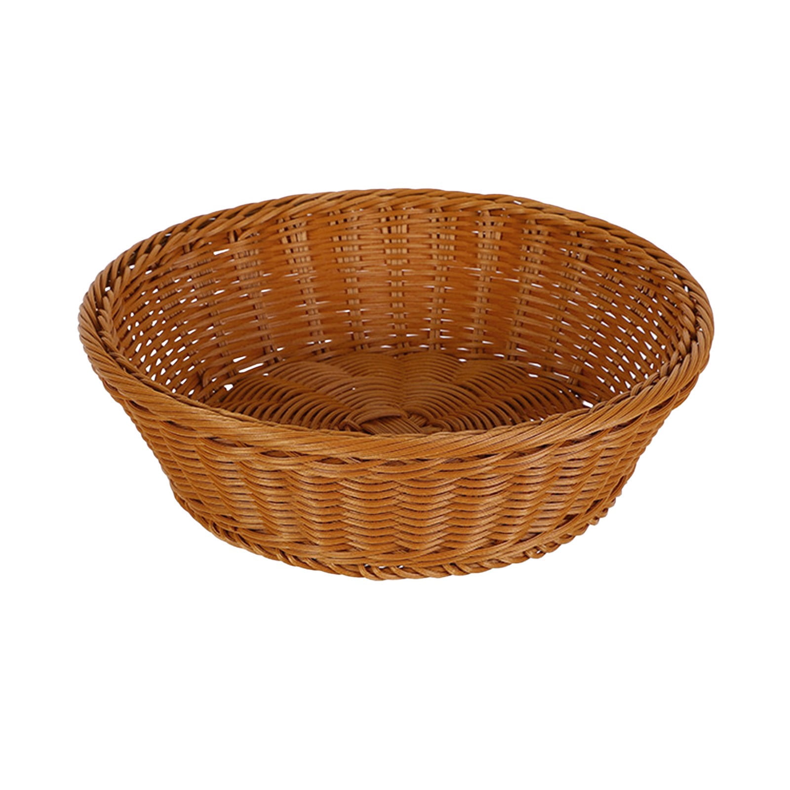 Round Wicker Bread Basket, Imitation Woven Rattan Fruit Basket Tabletop Food Vegetables Serving Basket for Home, Kitchen, Restaurant, Outdoor