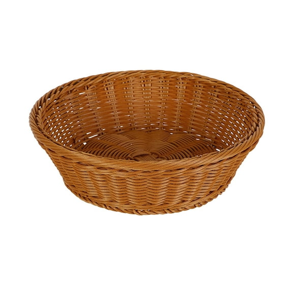 Round Wicker Bread Basket, Imitation Woven Rattan Fruit Basket Tabletop Food Vegetables Serving Basket for Home, Kitchen, Restaurant, Outdoor