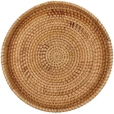 Round Wicker Serving Tray for Dinner Parties and Decor
