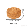 thumbnail image 1 of Round Wicker Storage Basket with Lid, Handwoven Rattan Basket, Decorative Fruit Basket, 9.1 x 5.1 in / 23 x 13 cm, Dustproof, Multi-purpose Storage for Home, Kitchen, Picnic, and Decor, 1 of 1