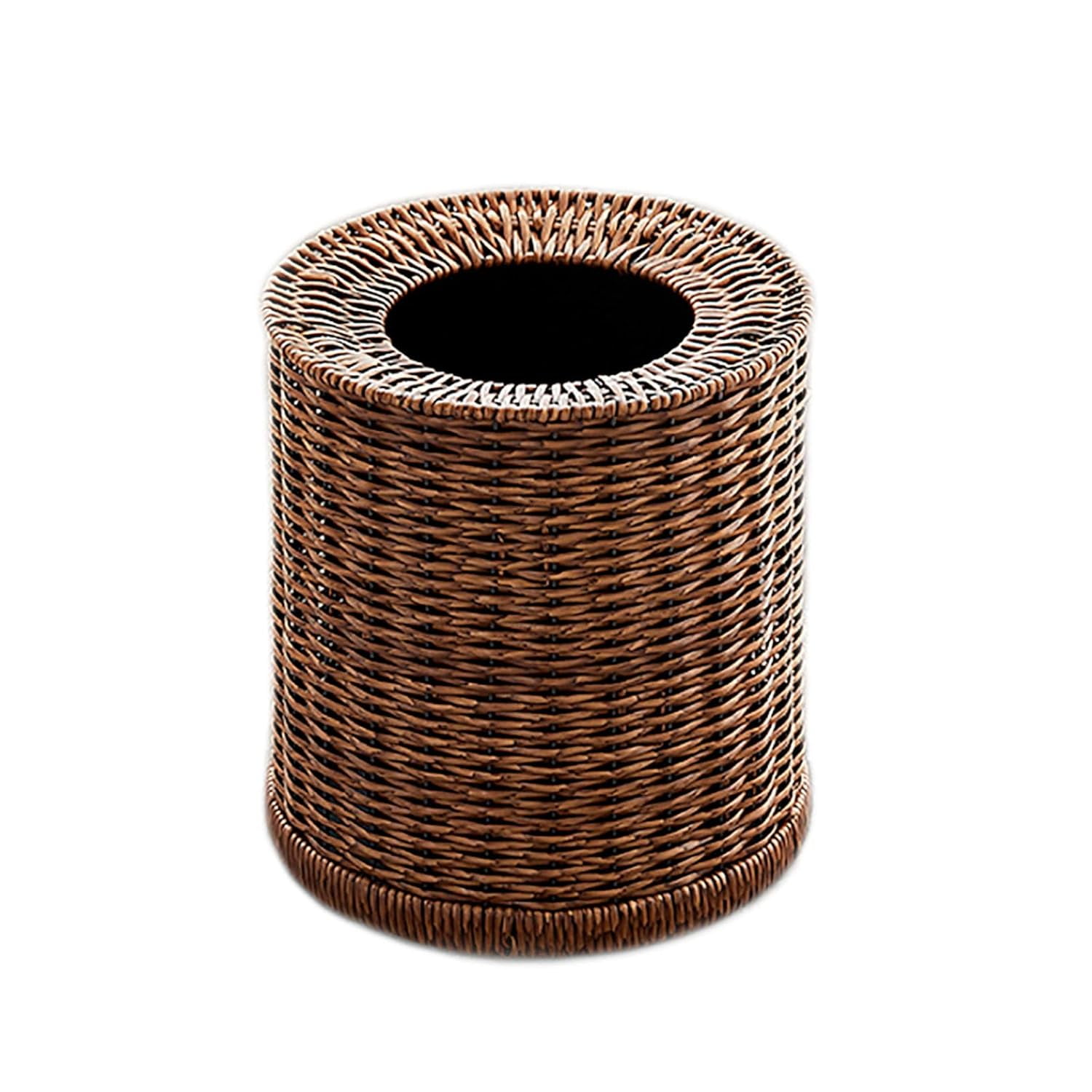 Round Wicker Waste Basket Wrash can, Boho Woven Trash Can Small Storage ...
