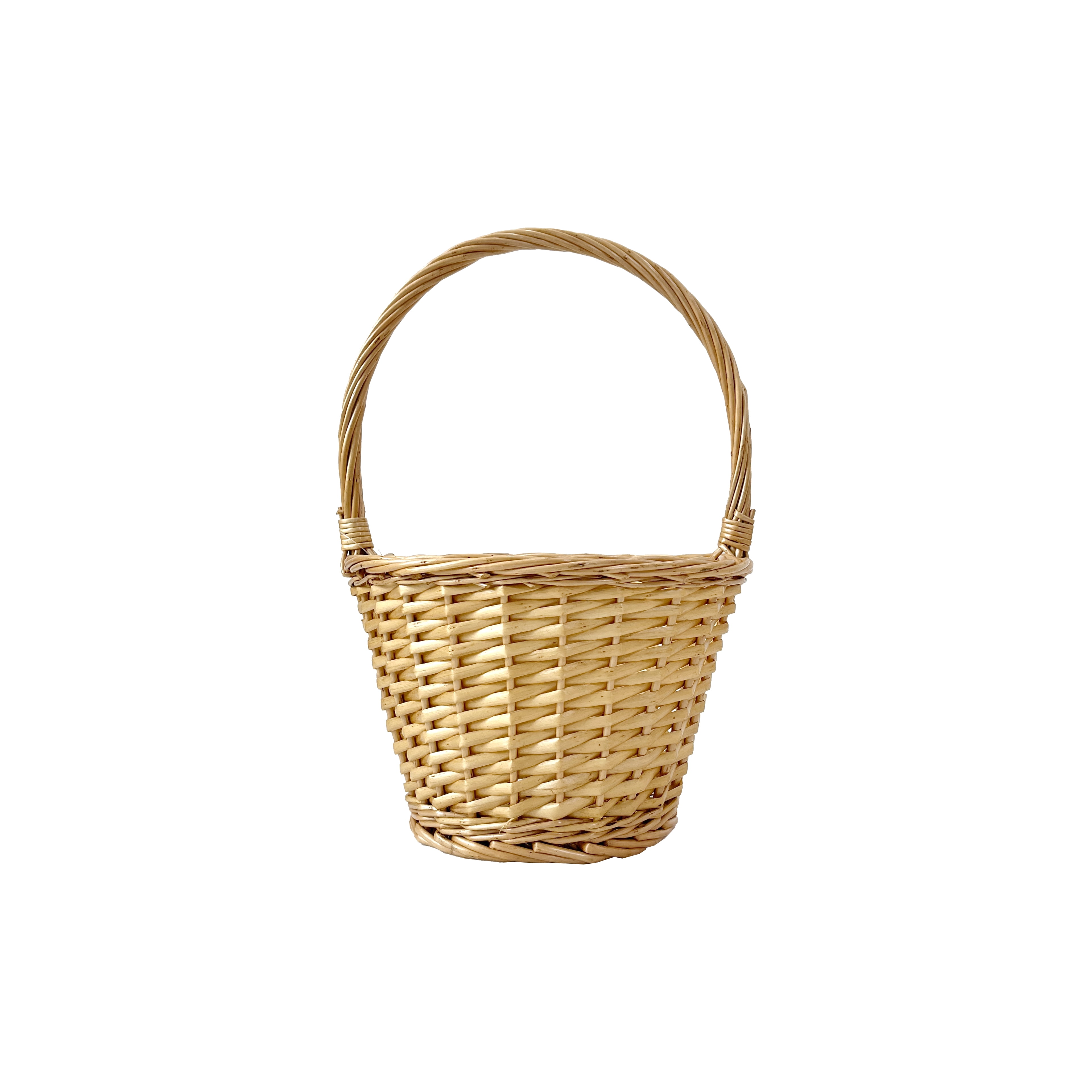 Natural Small Round Wicker Basket with Handle