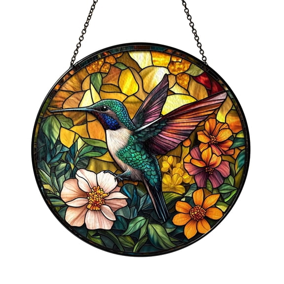 Round Window Panel – Hummingbird Nature Inspired Design