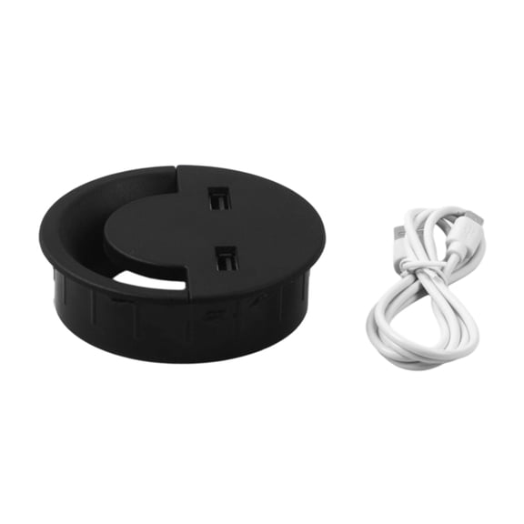 Round Wire Hole Cover Home Office Table Outlet Box Computer Desk Cord Grommet With 2 Port USB Cable Organization Case