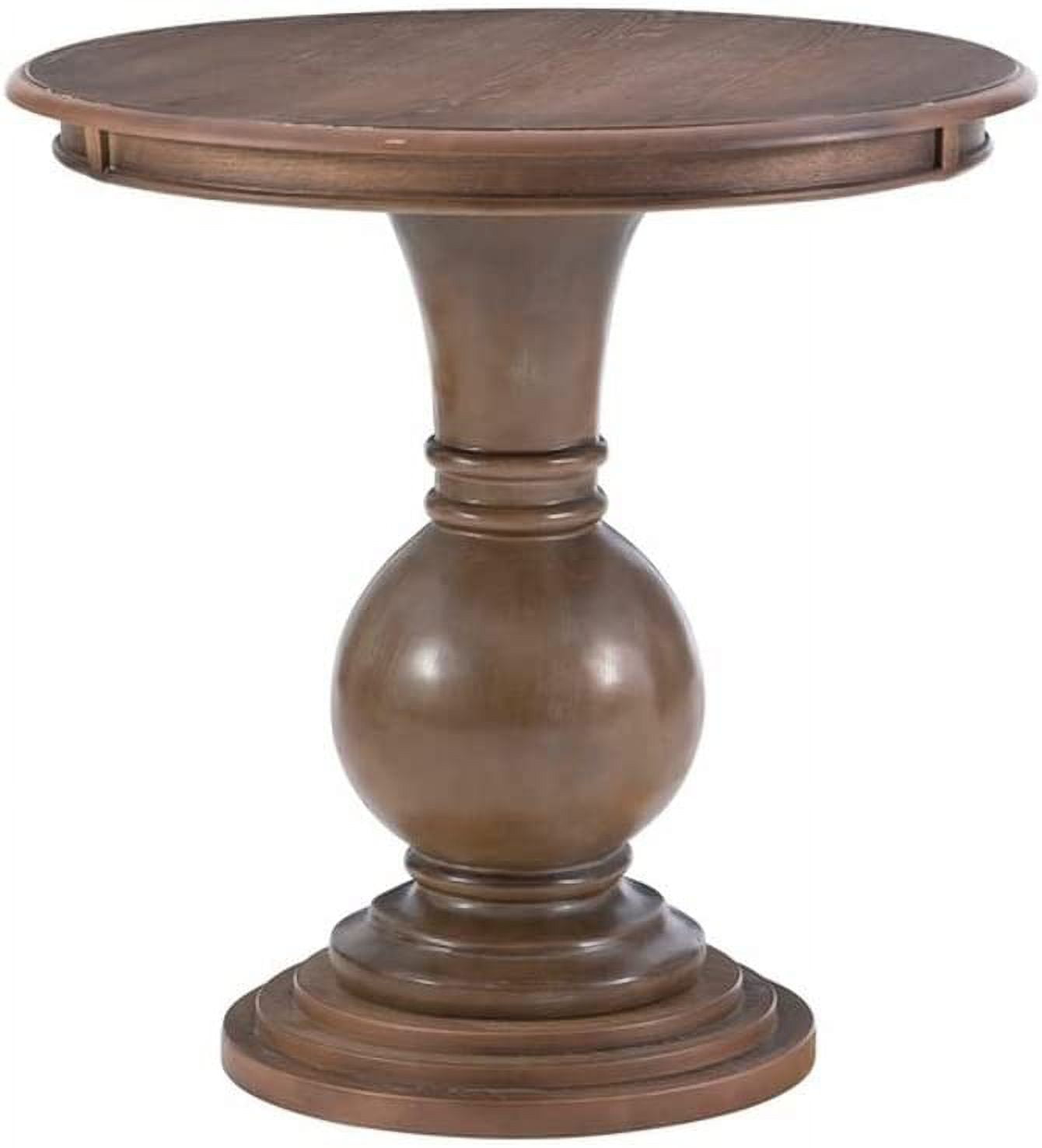 Round Wood Accent Pedestal Table with Stepped Base in Natural - Walmart.com