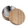 thumbnail image 1 of Round Wood Ashtray Household Living Room With Cover Fly Ash Proof Stainless Steel Ashtray With Cover, 1 of 9