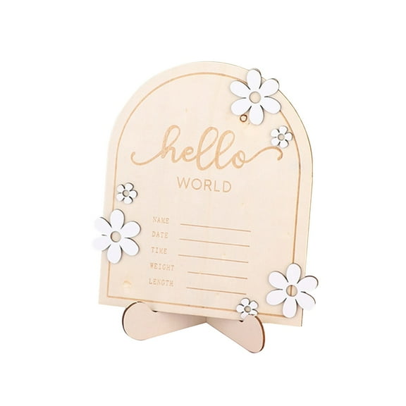 Round Wood Birth Announcement Plaque for Newborn Photography Props, Nursery Wall Decor, Baby Shower Gift, Personalized Name Sign A