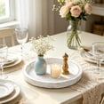 thumbnail image 1 of Round Wood Candle Tray, Rustic Farmhouse Candle Holder for Pillar & Tea Lights, Solid Wood Decorative Centerpiece for Coffee Table Kitchen Counter Living Room (White - 11.22in), 1 of 6