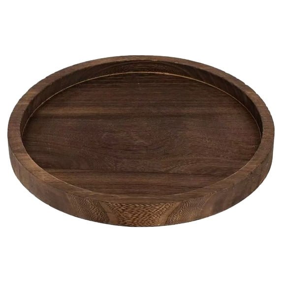 Round Wood Candle Tray Rustic Wooden Candle Holder Distressed Pillar Stand Farmhouse Tea Light Plate Base for Living Room Coffee Table Centerpiece for Kitchen Counter Bathroom Home Decor