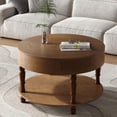 thumbnail image 1 of Round Wood Coffee Table 31.5" Circle Coffee Tables with Hidden Storage and Lid, Modern Rustic 2-Tier Center Table for Living Room Bedroom Home Office,Walnut Brown, 1 of 15