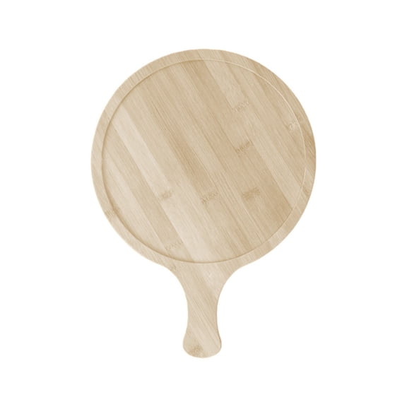 Round Wood Cutting Board with Handle, 5.9-Inch Chopping Board and Charcuterie Serving Board for Pizza, Bread and Cheese, Beige