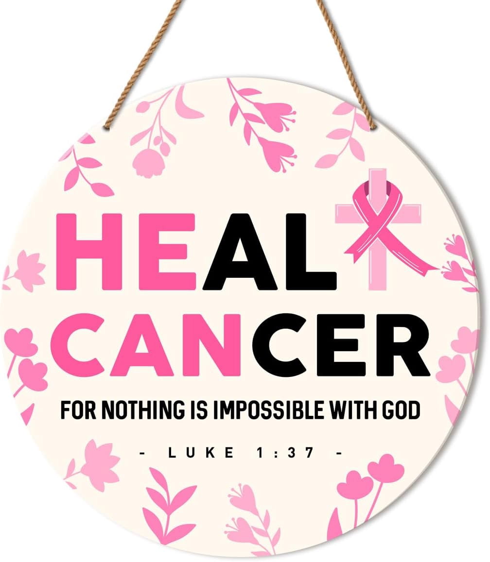 Round Wood Door Sign Breast Cancer Awareness Signs Decor, Breast Cancer ...
