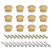 Round Wood Knobs, 33x23mm Pull Handles for Drawer with Screws 12 Pack