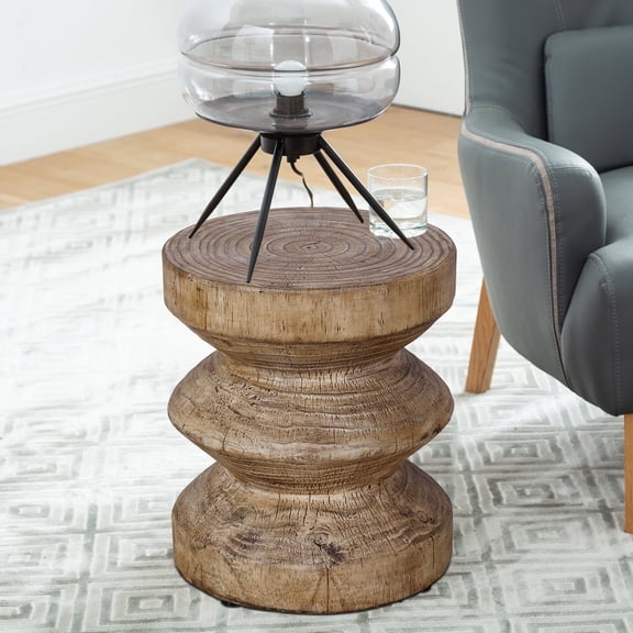 Round Wood Look Accent Table, Stool, Wood Stump