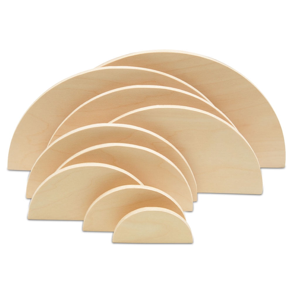 Round Wood Stacker Semicircles, 1 Set of 10 Wooden Half Circle Cutouts ...