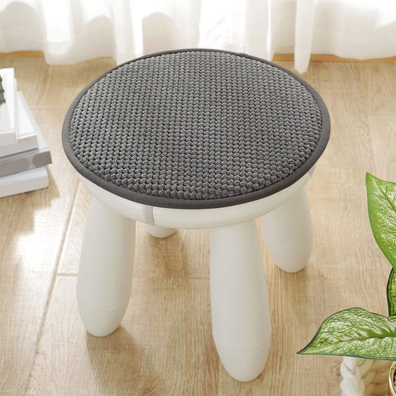 Round Wood Stool, Sturdy Design, Comfortable Seating, Versatile Decor, Indoor Accent, Home Office, Dining Room, Thick Cushion, Solid Frame, Natural Material, Durable Construction, Living