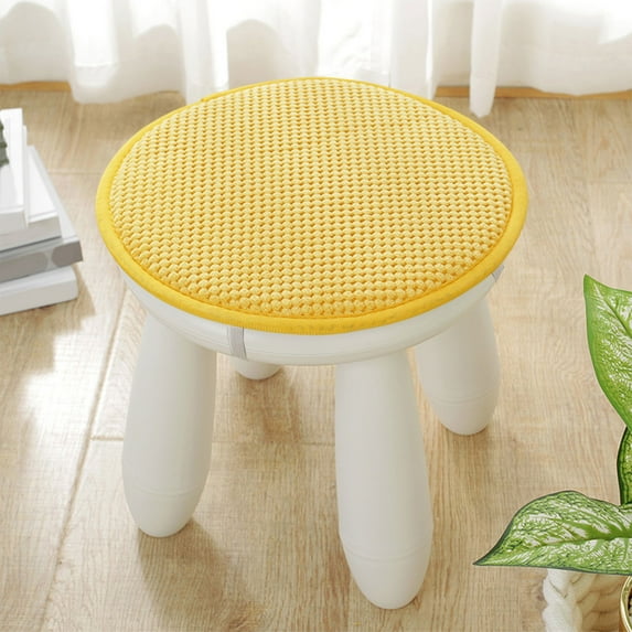 Round Wood Stool, Sturdy Design, Comfortable Seating, Versatile Decor, Indoor Accent, Home Office, Dining Room, Thick Cushion, Solid Frame, Natural Material, Durable Construction, Living