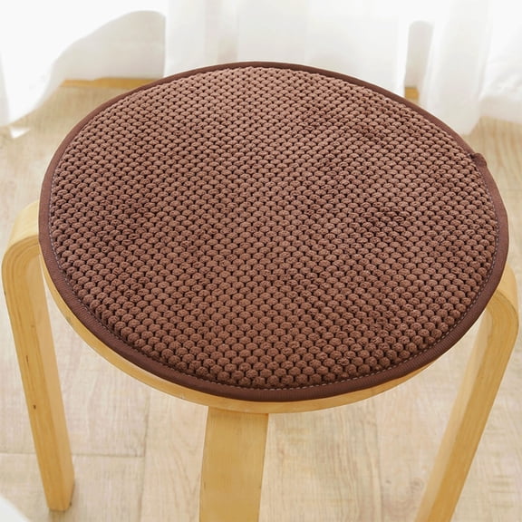 Round Wood Stool, Sturdy Design, Comfortable Seating, Versatile Decor, Indoor Accent, Home Office, Dining Room, Thick Cushion, Solid Frame, Natural Material, Durable Construction, Living