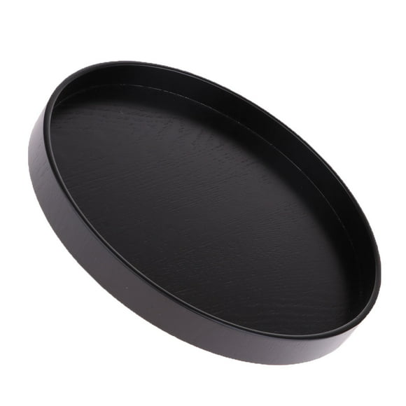 Round Wood Tray Model Display Base Sand Table Scenery Platform Holder - Black, 30x2cm