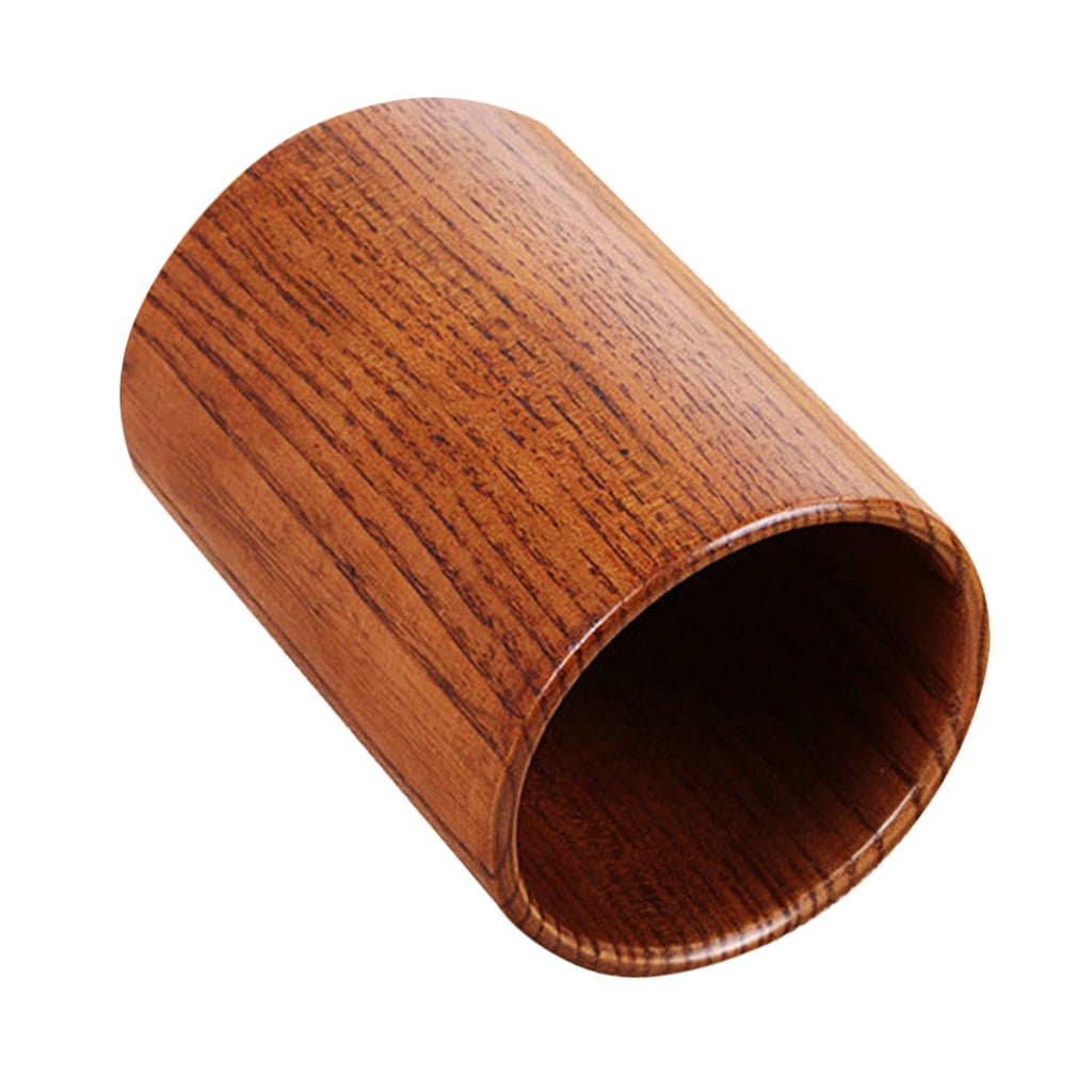 Round Wood Utensil Storage Holder Kitchen Wooden Cutlery Decor Jar 15x8.7cm