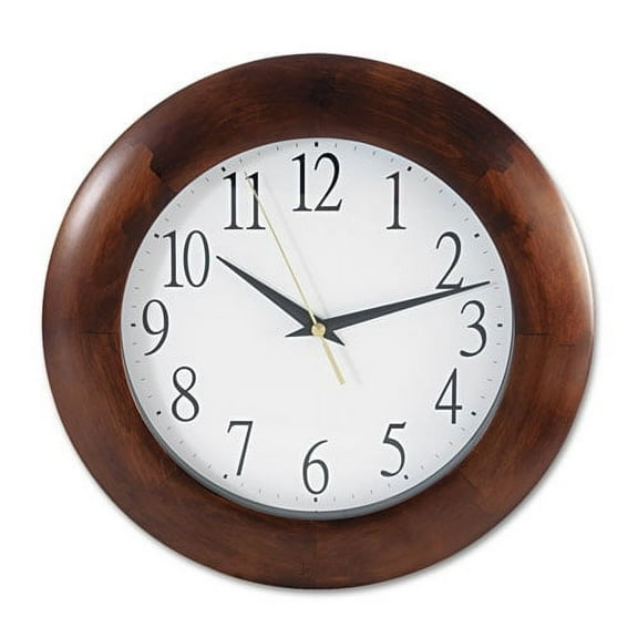 Round Wood Wall Clock, 12.75" Overall Diameter, Cherry Case, 1 Aa (sold Separately) | Bundle of 2 Each