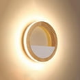 thumbnail image 1 of Round Wood Wall Light LED Ring Wall Sconce Lamp, Modern Home Deco Wall Lighting Fixture, Indoor Wall Wash Lights 15W Wall Lamps for Living Room Bedroom Bedside Hotel, 1 of 6
