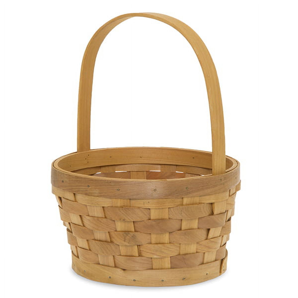 Round Woodchip Weave Handle Basket Small 8in