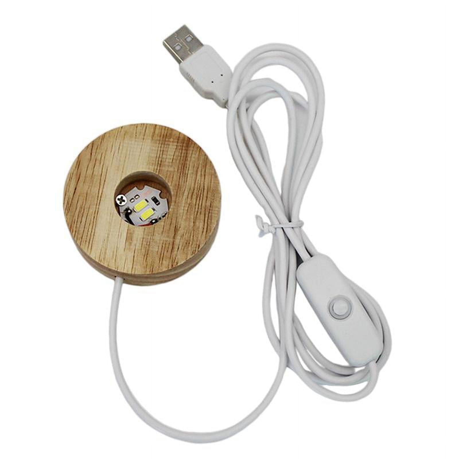 Round Led Wooden Base Led Table Lamp With Usb Switch Modern Night