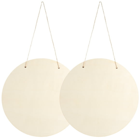 Toyandona DIY Hanging Wood Sign Blank for Crafts with Rope Beige Color Smooth Finish 2 Sets of Round Boards