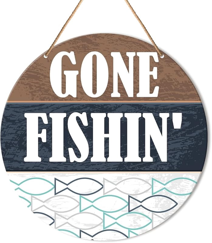 Lake House Wall Decor Round Wood Sign - Lake Life Hanging Sign For Farmhouse, Cabin, Bedroom