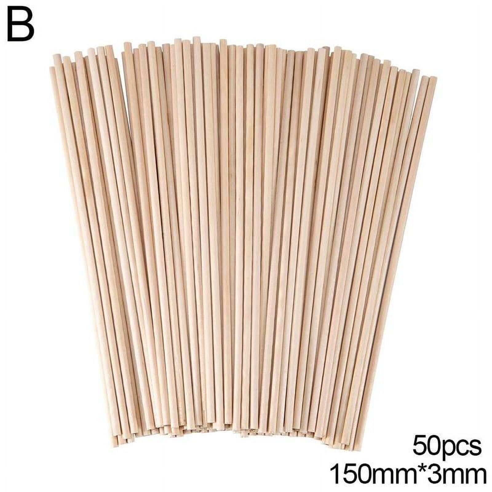 Round Wooden Dowel Rods Wood Sticks Unfinished Birch Pcs Art New 25/50 D7K6