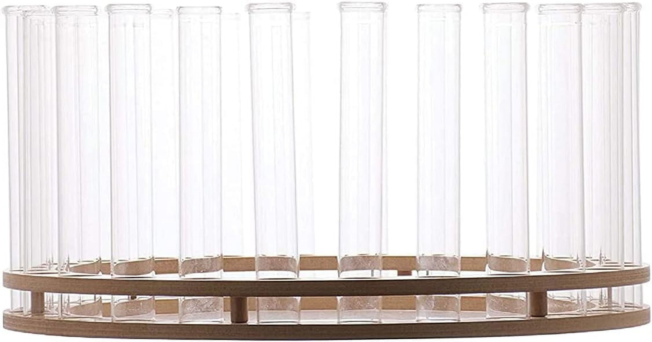 Round Wooden Flower Vase, 15" Diameter Includes 24 Test Tube Vases Circular Table