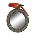 thumbnail image 1 of Round Wooden Framed Mirror with Parrot Sculpture Top, Multicolor, 1 of 5