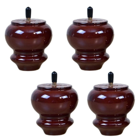 Round Wooden Gourd Furniture Legs For M8 Screw Type,Set Of 4 Mid-Century Bun Replacements Feet For Sofa Couch Chair Armchair Night Stand Dresser Cabinet-Mahogany-10cm 4inch