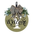 thumbnail image 1 of Round Wooden Hanging Plaque Welcome Sign Front Door Decoration with Bow Garden Yard Decor Seasonal Hanger for Wedding Home Blessing Party, 1 of 2